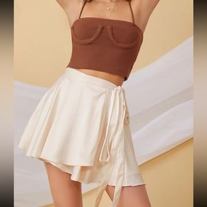 ☼ cream mini wrap skirt